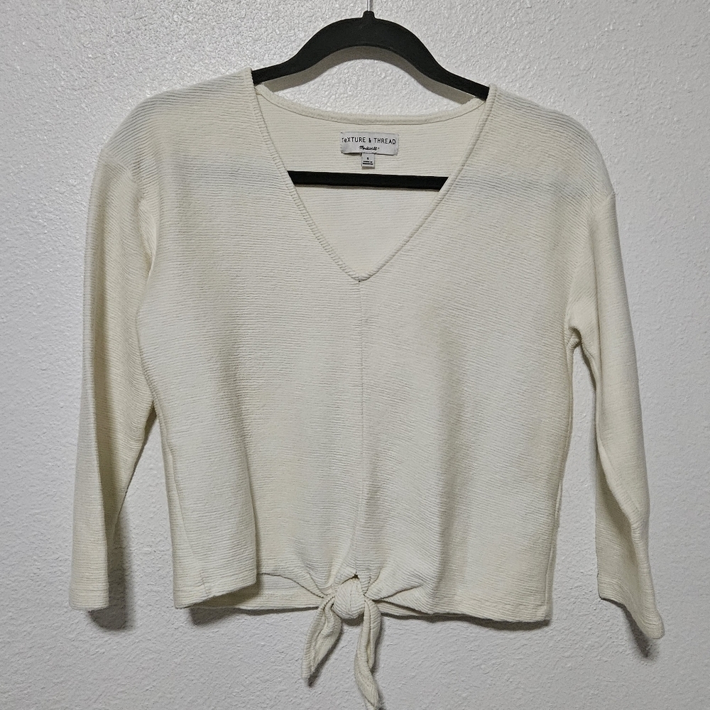 Texture and Thread Madewell textured top with front tie size small